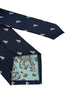 navy mens tie with howling lone wolf  design